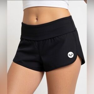 Roxy Black Fold-Over Waist Athletic Skort with Logo
